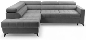 Narożnik Nardo L z funkcją spania lewostronny - szary plusz Pretty 17