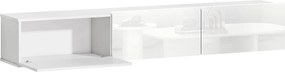 HOMCOM Wisząca szafka RTV, montaż ścienny, 3 klapy, dużo miejsca do przechowywania, 180 cm, płyta wiórowa, Biały