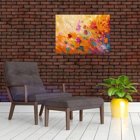 Obraz - Malowanie kolorowych kwiatów (70x50 cm)