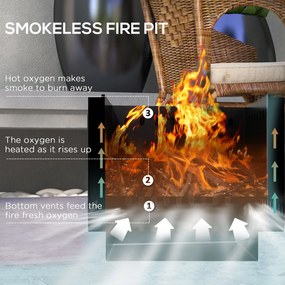 Outsunny Palenisko ogrodowe Feuerstelle, z hakiem, 48 x 48 x 41 cm, Czarny