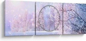 Obraz - Mroźna zima (z zegarem) (90x30 cm)