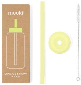 Silikonowa słomka z wieczkiem i szczoteczką w komplecie Sunny Lemonade – Muuki