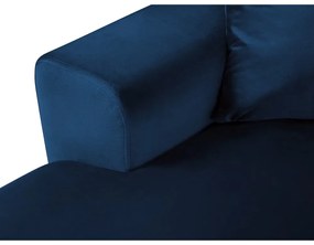 Niebieski aksamitny rozkładany/ze schowkiem narożnik (prawostronny/w kształcie litery U) Kyoto – Cosmopolitan Design