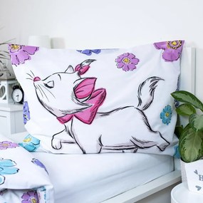 Biała bawełniana pościel dziecięca jednoosobowa 140x200 cm Marie Cat "Floral" – Jerry Fabrics