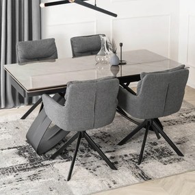 Krzesło Tapicerowane Obrotowe do Salonu PAUL Ciemnoszare Nowoczesne