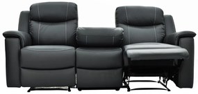 Kanapa 3-osobowa, 2-osobowa i fotel z funkcją relax EVASION ze skóry - Szary