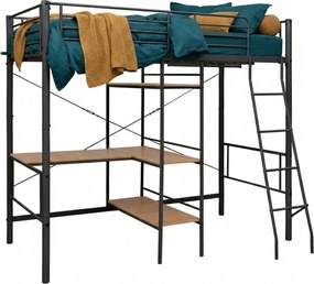 Szaro-brązowe łóżko piętrowe z biurkiem 90x200 cm - Morgan