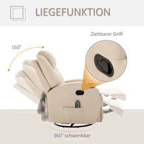 HOMCOM Fotel masujący do relaksu z 5 trybami masażu kremowy wygodny do salonu | Aosom PL