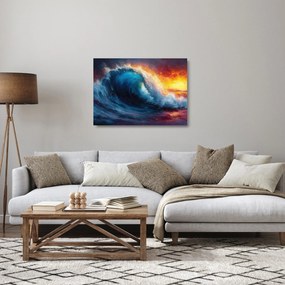 Obraz na szkle - Fala o zachodzie słońca (70x50 cm)