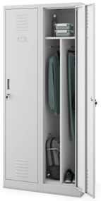 Szafka ubraniowa BHP szara: czterokomorowa KACPER, 800 x 1800 x 500 mm
