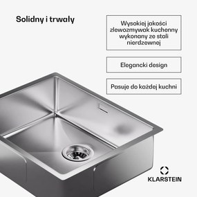 Klarstein TitanSteel zlewozmywak kuchenny o wymiarach 45 x 55 m (dł. x szer.)