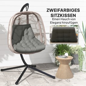 Outsunny Poduszka na siedzenie zewnętrzne, Poduszka do kosza wiszącego i krzeseł bujanych, Poduszka do zewnętrznego użytku, Szara