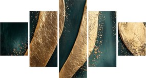 Obraz - Zielona abstrakcja ze złotem I. (125x70 cm)