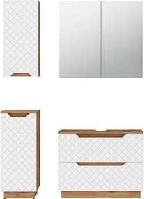 Zestaw mebli łazienkowych dąb/biały ze strukturą płytek 79.6x32x62.5 lotta