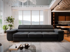 Masseno Sofa MOSINE z funkcją spania, Rozkładana sofa - Czarny ciemny, MONOLITH 95
