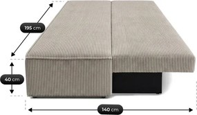 Sofa z Funkcją Spania MAVIA Beżowa Sztruksowa Japandi