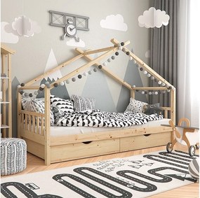 Łóżko domowe naturalne drewno 208x97x148 design