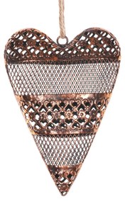 Metalowe serce w stylu vintage, kolor miedziany,  13 x 18 x 3 cm