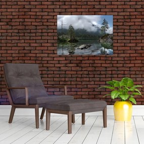 Obraz na szkle drzew w jeziorze (70x50 cm)