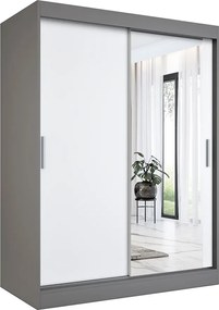 Szafa przesuwna antracyt + biały 150 cm biały połysk K8-H24