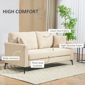 HOMCOM Sofa 2-osobowa z grubą tapicerką, do 360 kg, 179 x 80 x 89 cm, Beżowa