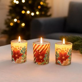 Świeczki zapachowe ze świątecznym nadrukiem, Ø 5 cm, 3 szt.