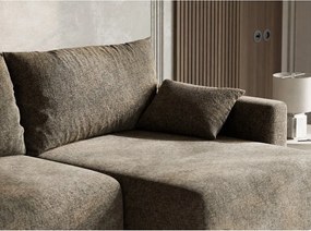 Brązowy rozkładany/ze schowkiem narożnik z tkaniny szenilowej (prawostronny/z szezlongiem) Leon – Maison de Rêve