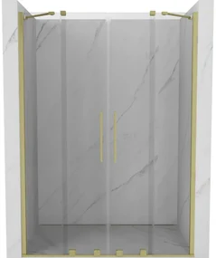 Mexen Velar Duo drzwi prysznicowe rozsuwane 140 cm, transparent, złote szczotkowane - 871-140-000-02-55