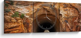 Obraz - tunel w skale (z zegarem) (90x30 cm)