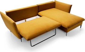 Masseno Narożnik SOLE z funkcją spania i pojemnikiem na pościel Narozniki L, Rozkładana sofa - Żółty, RIVIERA 41