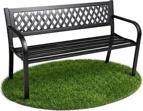 Czarna ławka ogrodowa KALIA ze stalowymi nogami szerokość 122 cm