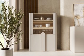 Witryna Amilio 100 cm dwudrzwiowa - kaszmir / dąb olejowany / uchwyty kaszmir