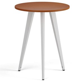 Stolik kawowy PRIMO VIBE, średnica 60 cm, biała podstawa, czereśnia