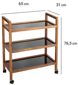Szeroki mobilny regał z drewna akacji FONDI, wys. 76,5 cm
