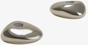 Zestaw 2 Świeczników Aluminiowych Irpinian Chrome - Sklum