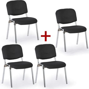 Krzesło konferencyjne VIVA PLUS 3+1 GRATIS - chromowane nogi, czarne