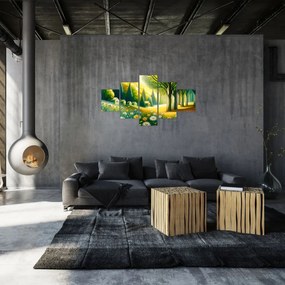Obraz - Wieś w żółto-zielonym (125x70 cm)
