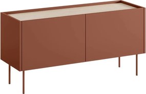 Szafka RTV Desin 120 cm z metalowymi nogami - czerwony / ceramic red / dąb nagano