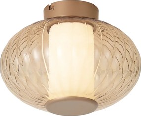 Designerska lampa sufitowa mosiężna 28 cm ze szkłem bursztynowym, ze zintegrowaną diodą LED i 3-stopniowym ściemnianiem - Margherite
