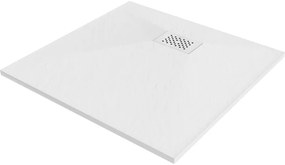 Mexen Hugo brodzik kwadratowy SMC 80 x 80 cm, biały, maskownica biała - 42108080-W