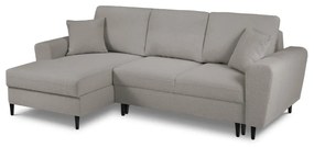 Jasnoszary rozkładany narożnik ze schowkiem z materiału bouclé (lewostronny/z szezlongiem) Kyoto – Cosmopolitan Design