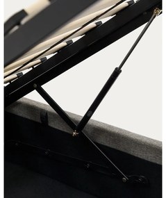 Szare tapicerowane łóżko jednoosobowe ze schowkiem i stelażem 90x200 cm Nahiri – Kave Home