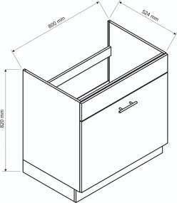 Szafka pod zlew 80 DENIS D80ZL S/1 dąb London STOLKAR