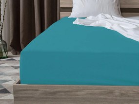 PrzytulneMieszkanie.pl Prześcieradło jersey turkusowe 90 x 200 cm