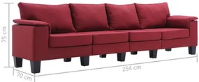 4-osobowa sofa czerwone wino z podłokietnikami - Ekilore 4Q