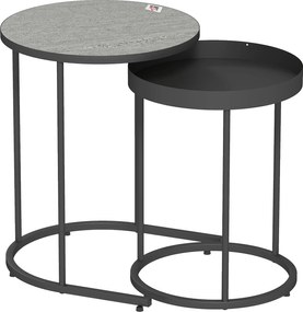 HOMCOM Zestaw 2 stolików do salonu, wsuwane, design tacki, metal, szary