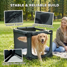 PawHut Składana transporterka dla psa z poduszką, zdejmowany i pralny pokrowiec z tkaniny Oxford dla psów do 38 kg, zielony militarny | Aosom PL