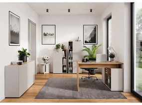 Kremowa szafka w dekorze dębu 120x76x34 cm Adrano – Germania