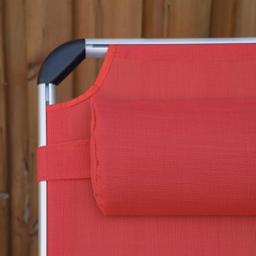 Outsunny Składany leżak, czerwony, 170 x 60 x 76 cm