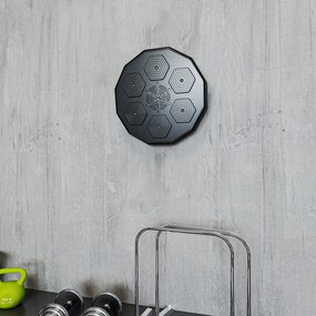 SPORTNOW Trener bokserski z funkcją muzyki, Bluetooth, migające punkty, montaż na ścianie, skóra ekologiczna, Czarny